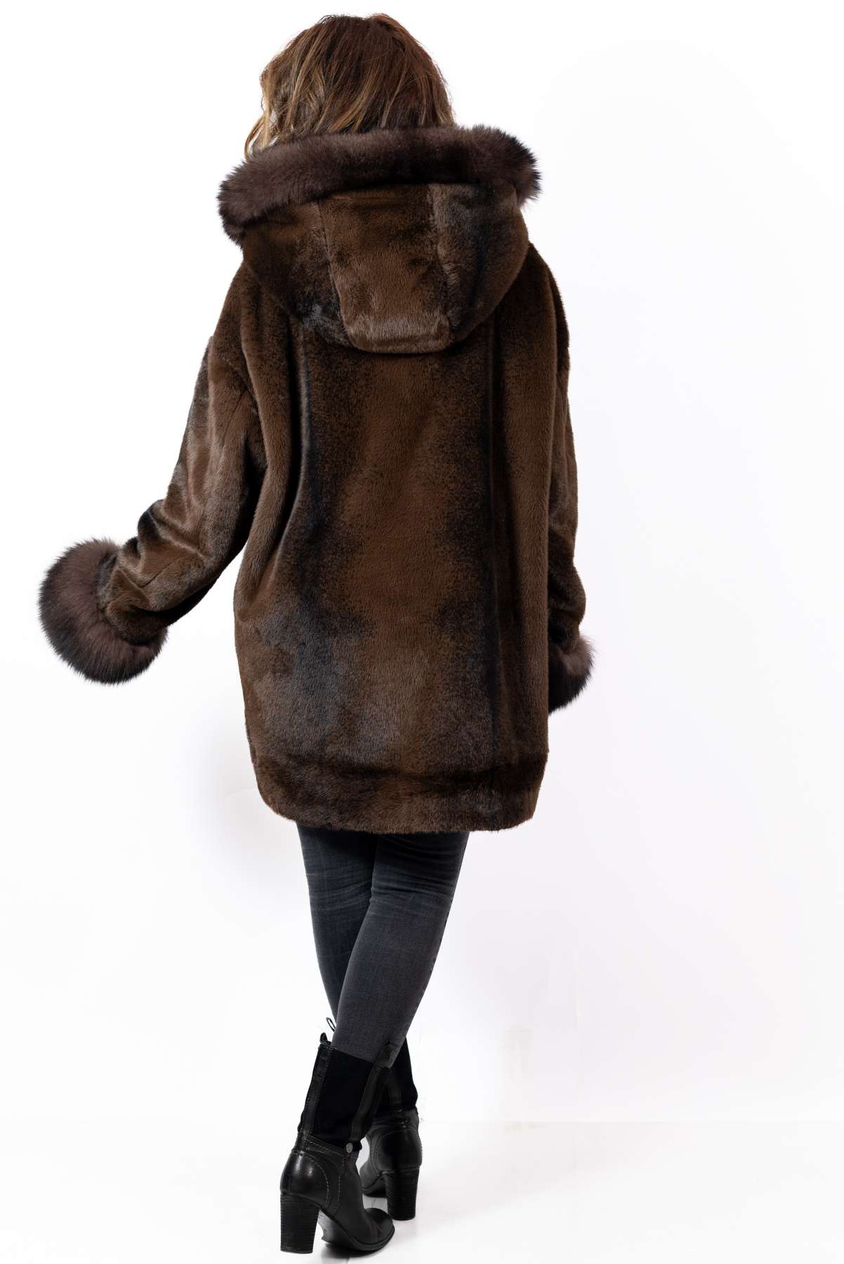 Women's exclusive alpaca coat Valentina Brown Melange