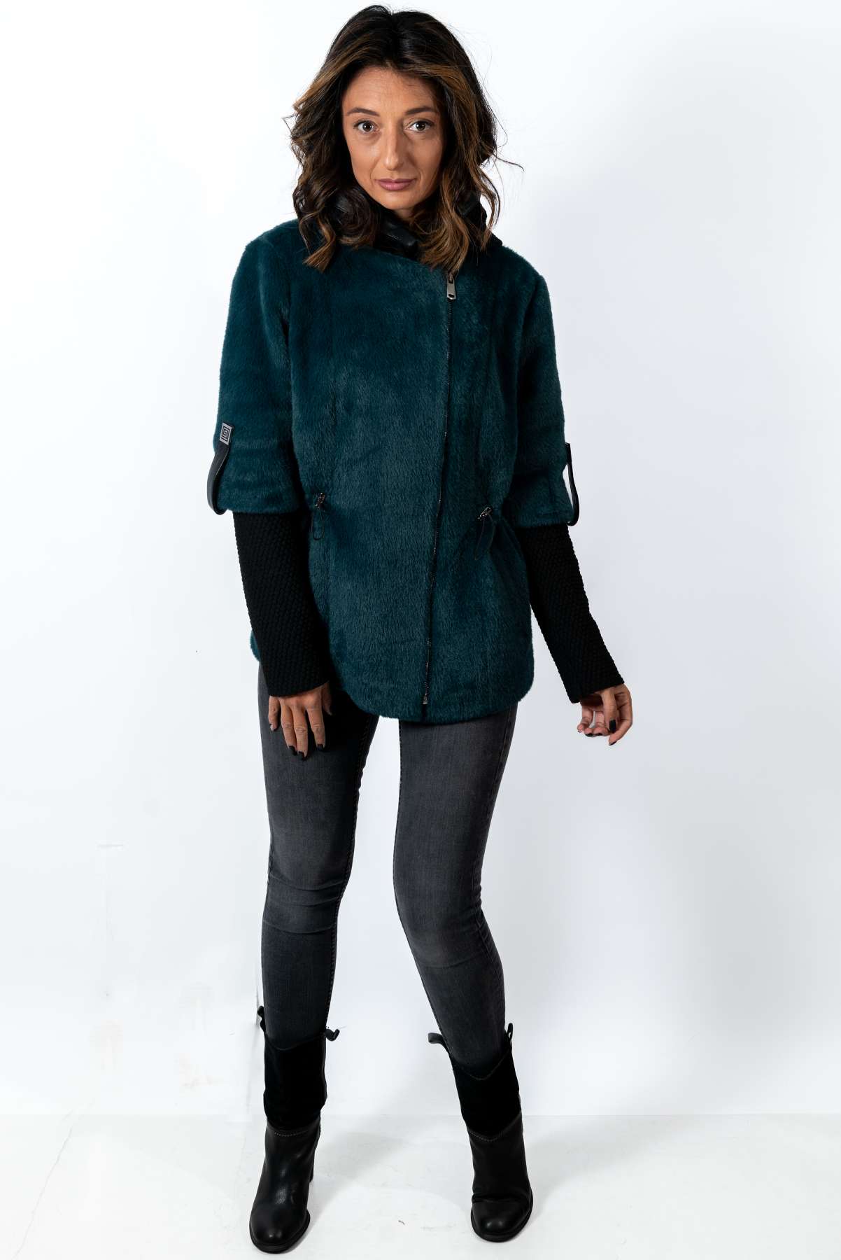 Women's exclusive alpaca coat  Diana Petrol