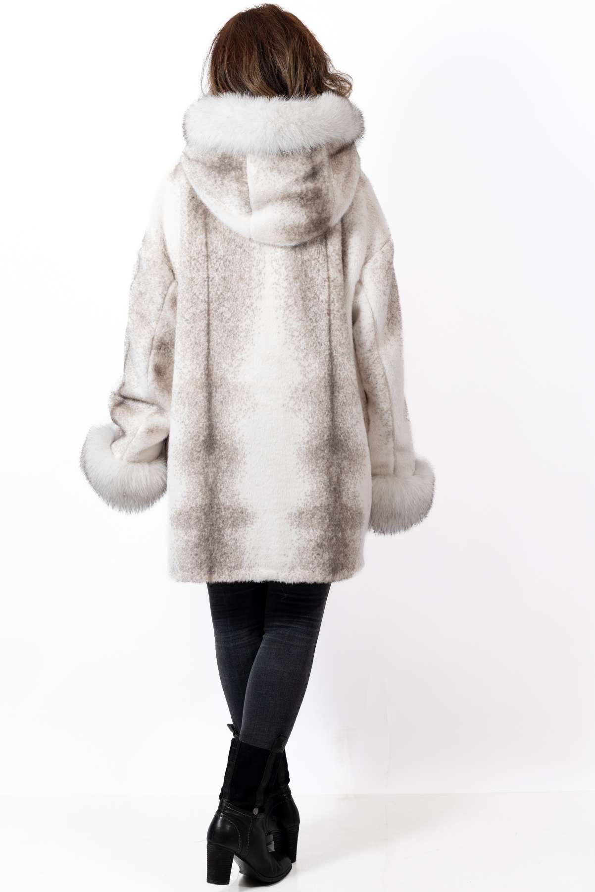 Women's exclusive alpaca coat Valentina White Melange