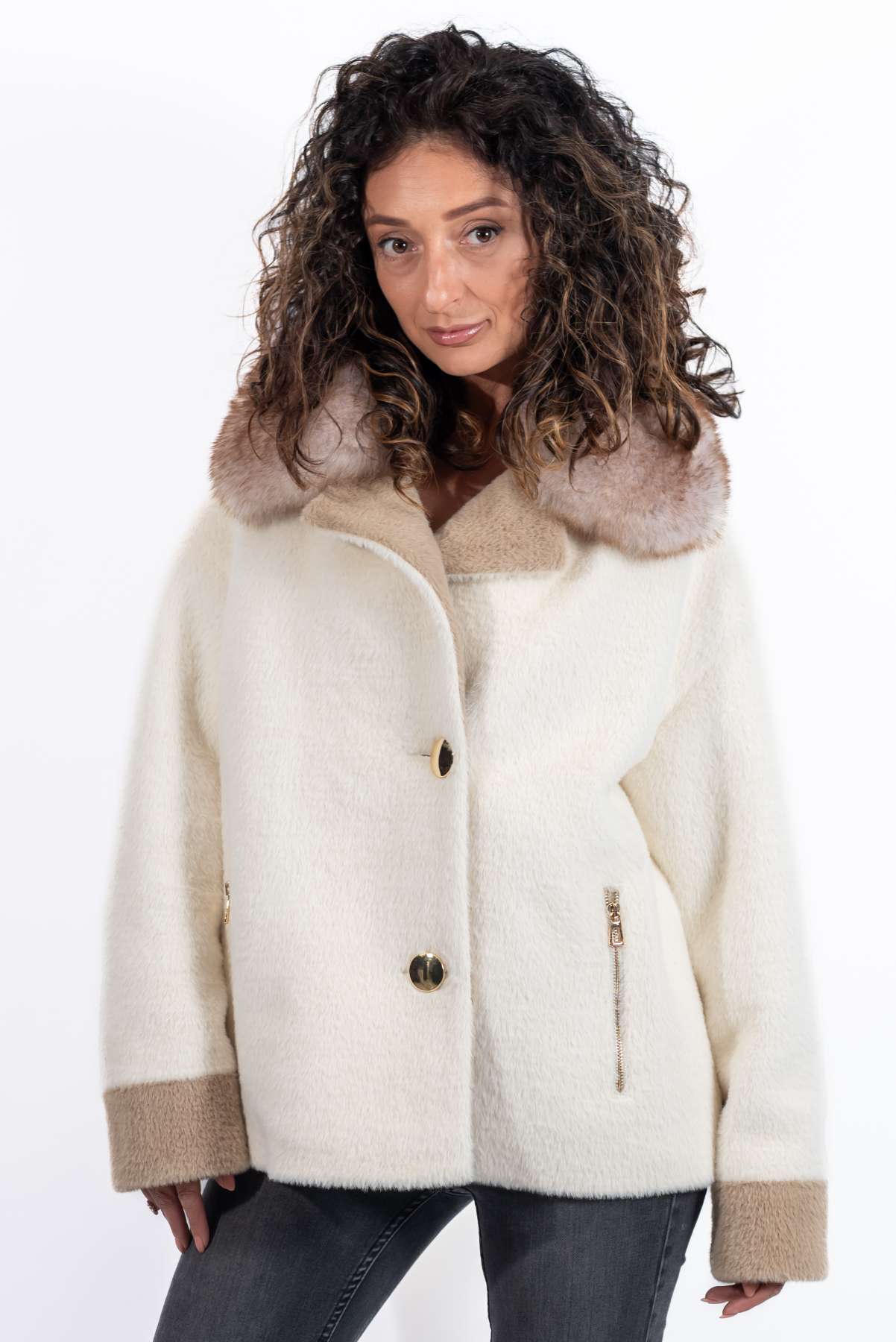 Women's exclusive Alpaca coat Yanitsa White