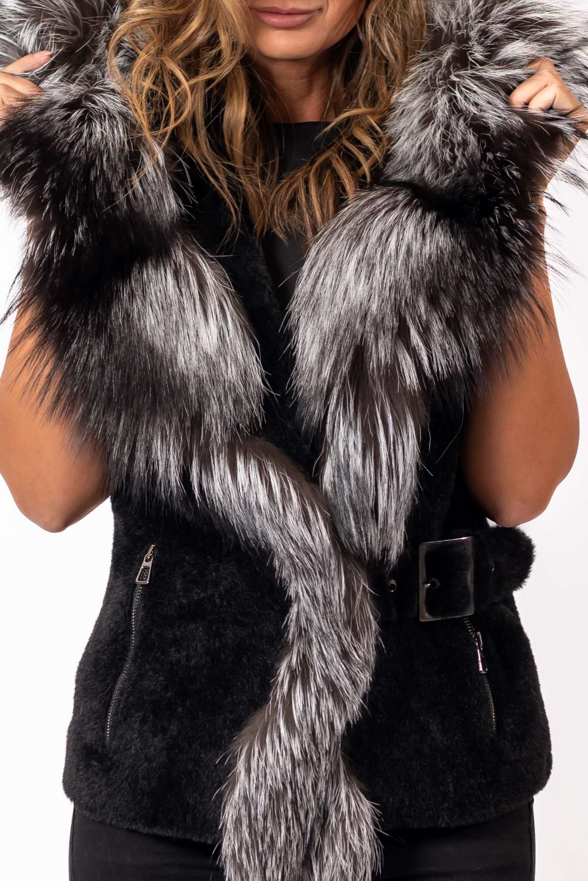 Women's exclusive alpaca Vest with Silver Fox