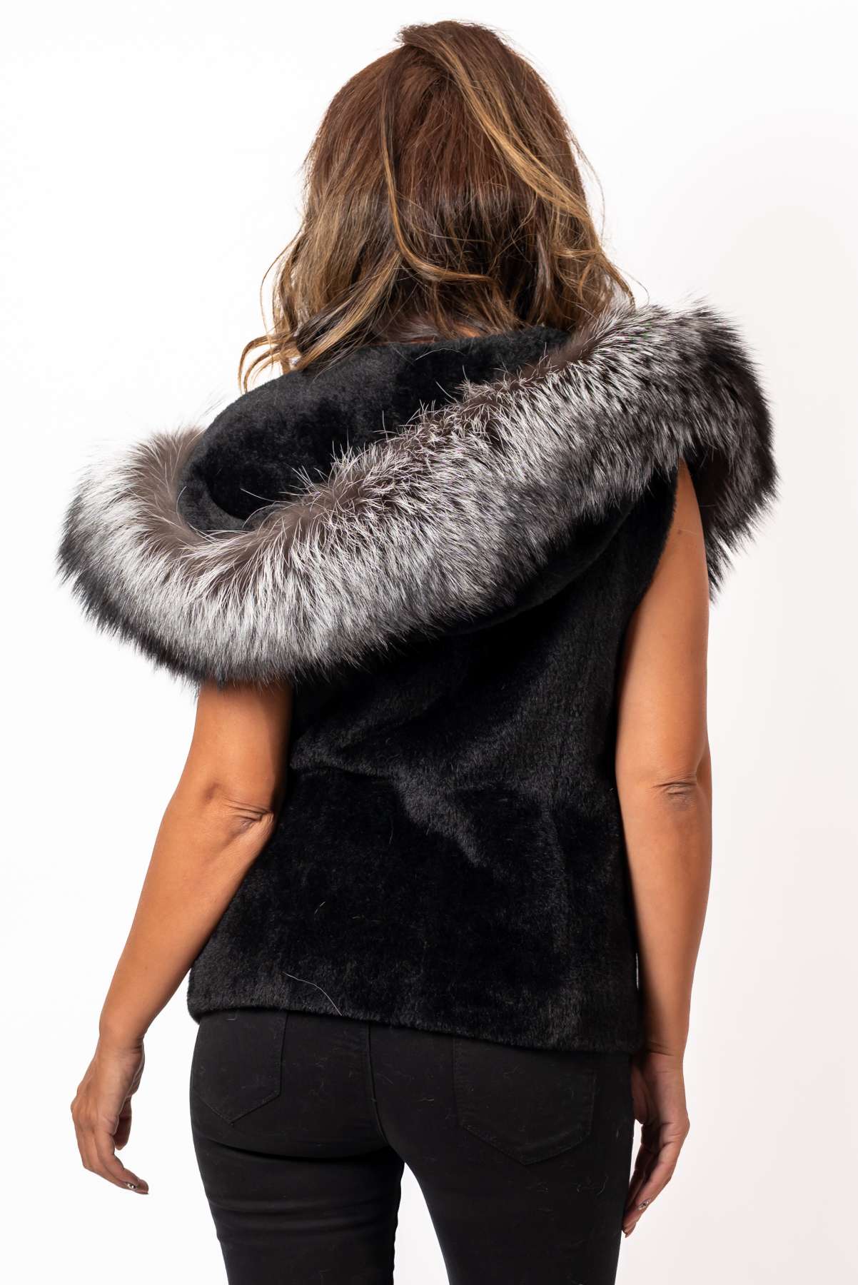 Women's exclusive alpaca Vest with Silver Fox