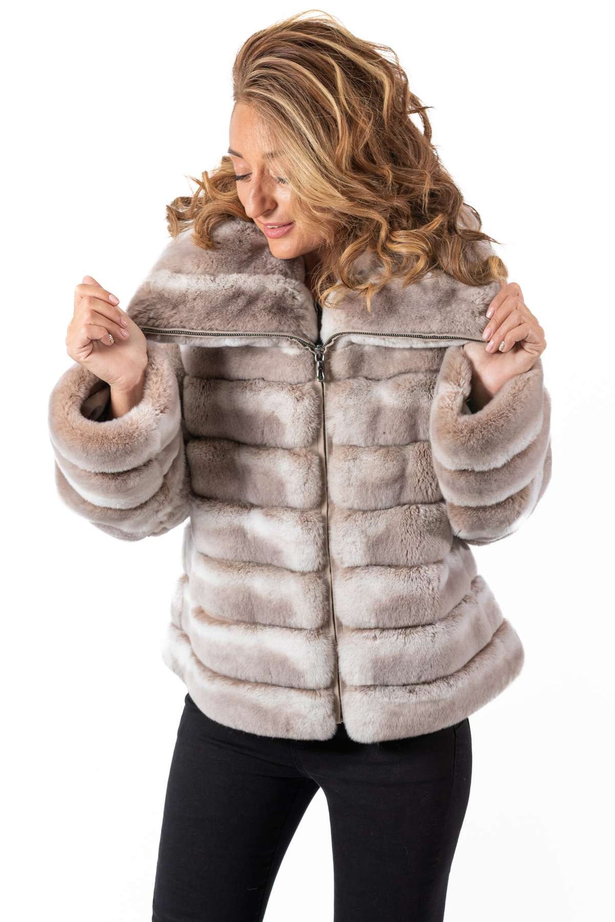 Women's chinchilla coat Galena Beige