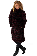 Women's chinchilla coat Valeria 2 in 1 Bordo