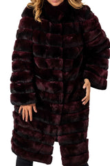 Women's chinchilla coat Valeria 2 in 1 Bordo