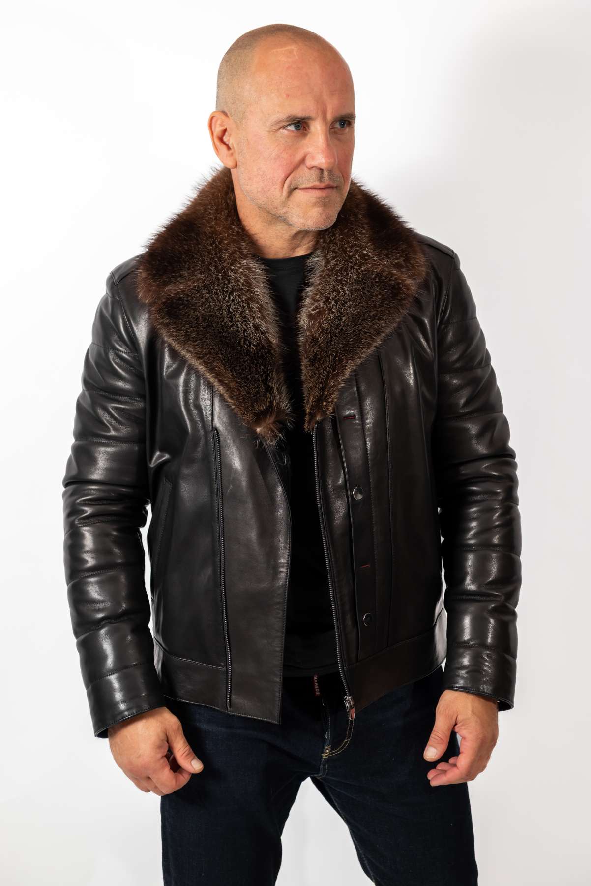 Men's Coat John with Wolf collar