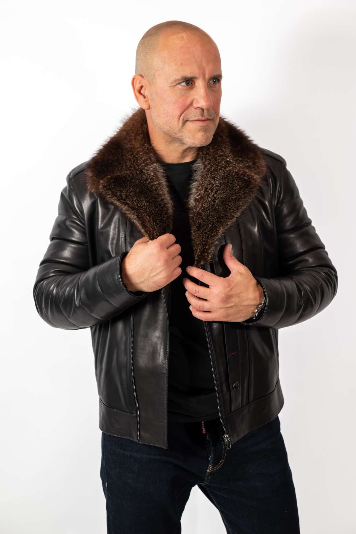 Men's Coat John with Wolf collar