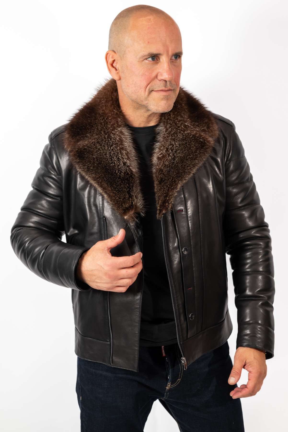 Men's Coat John with Wolf collar