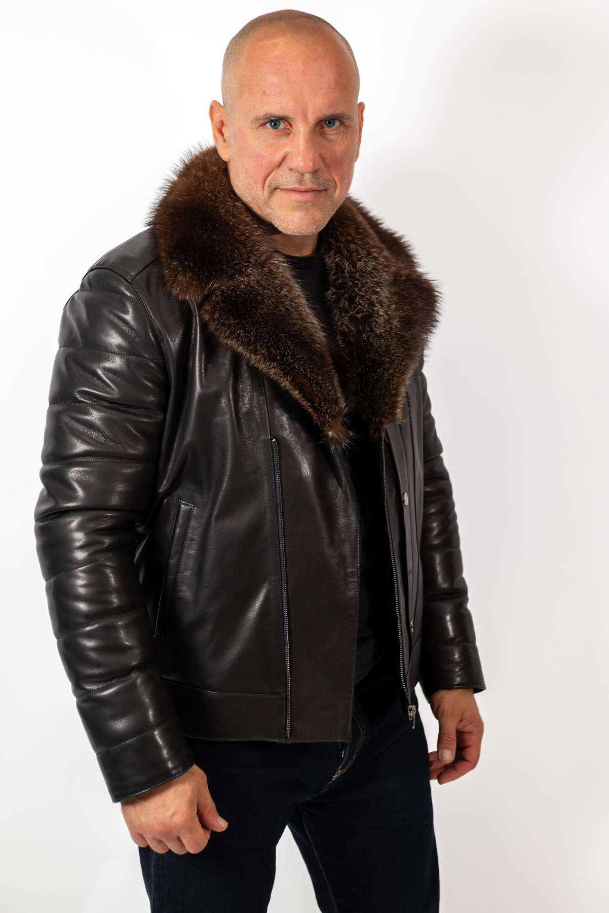 Men's Coat John with Wolf collar