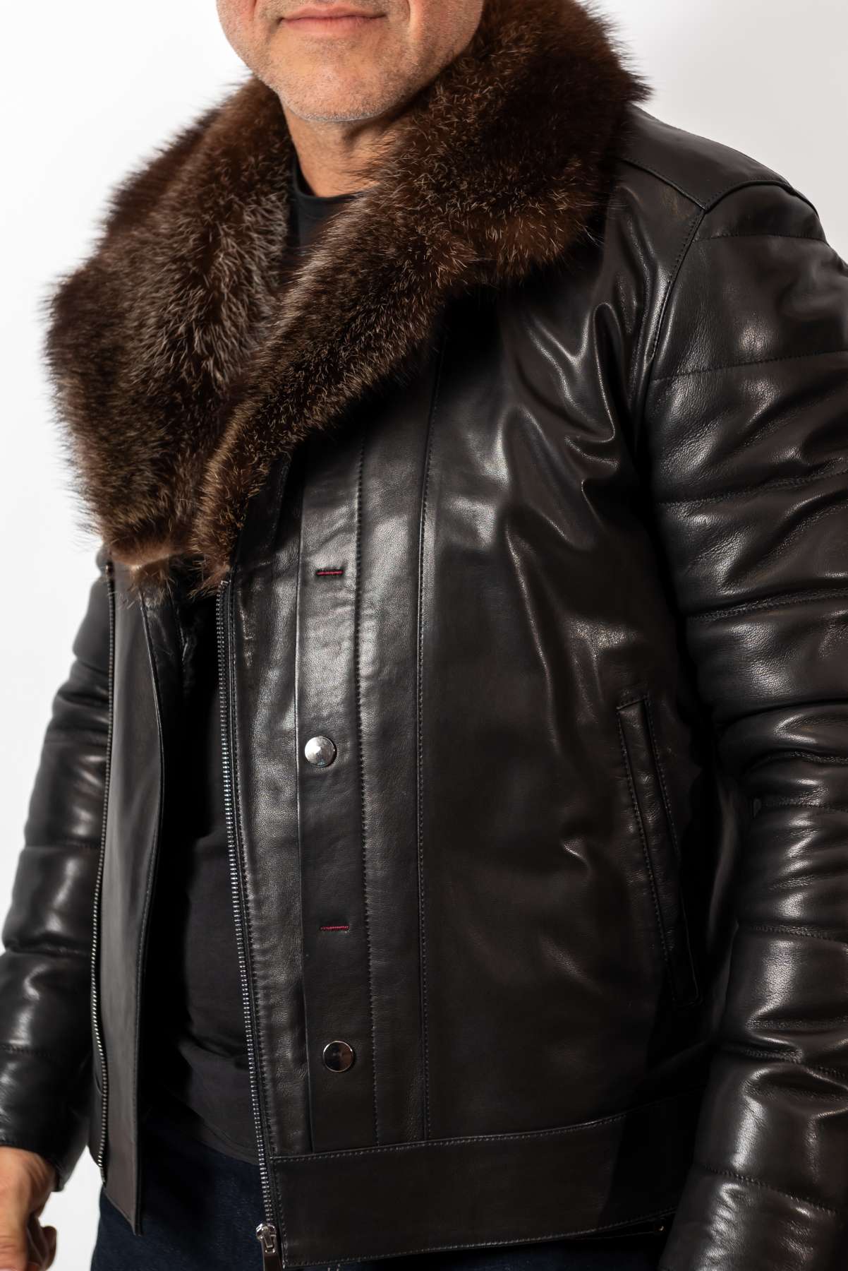 Men's Coat John with Wolf collar