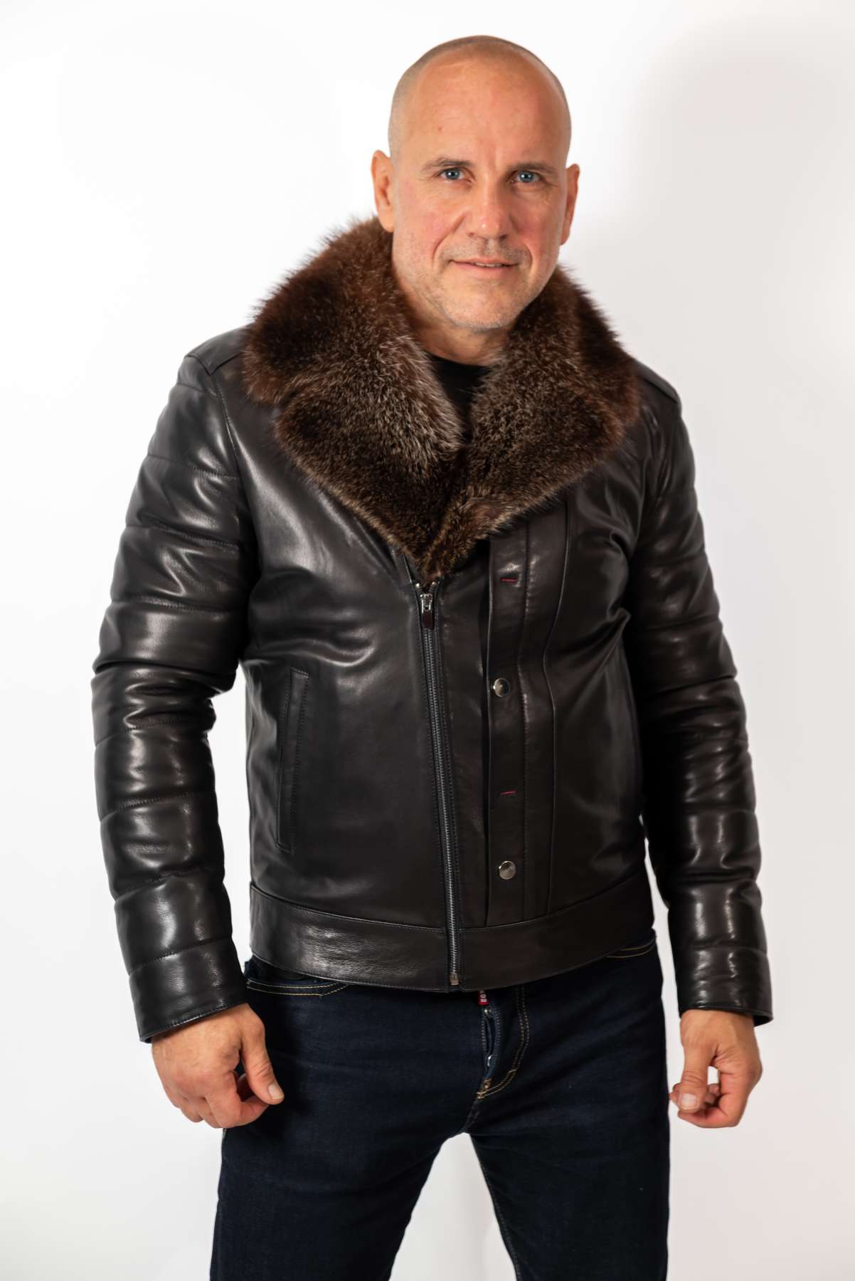 Men's Coat John with Wolf collar