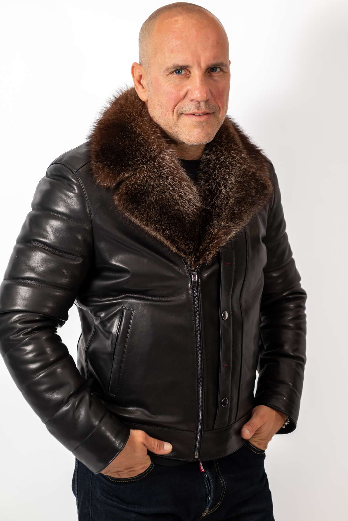 Men's Coat John with Wolf collar