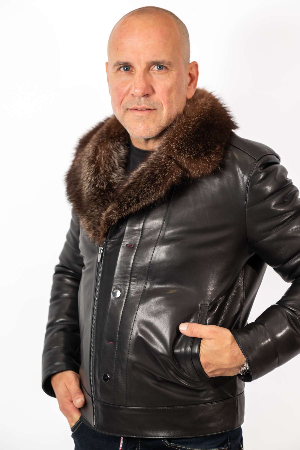 Men's Coat John with Wolf collar
