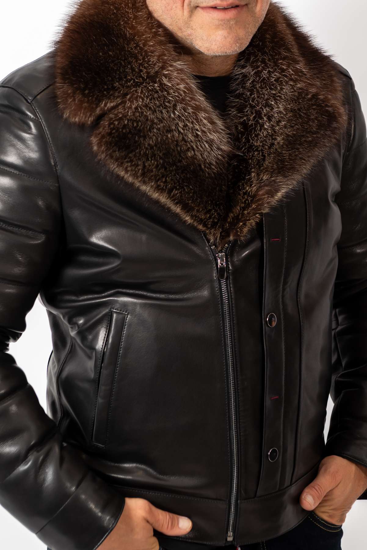 Men's Coat John with Wolf collar