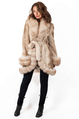 Women's exclusive Alpaca coat Militsa Short Beige Melange