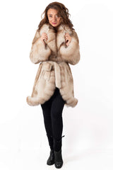 Women's exclusive Alpaca coat Militsa Short Beige Melange