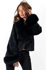 Women's exclusive alpaca coat Ava Short Black