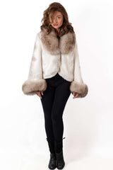 Women's exclusive alpaca coat Ava Short White Melange