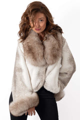 Women's exclusive alpaca coat Ava Short White Melange