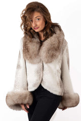 Women's exclusive alpaca coat Ava Short White Melange