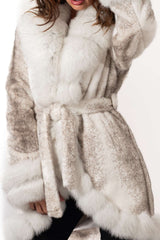 Women's exclusive Alpaca coat Militsa Short White Melange