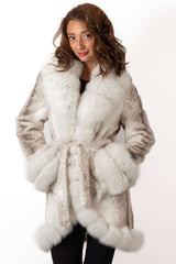 Women's exclusive Alpaca coat Militsa Short White Melange