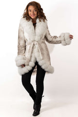 Women's exclusive Alpaca coat Militsa Short White Melange