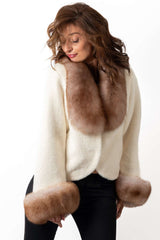 Women's exclusive alpaca coat Ava Short White