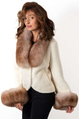 Women's exclusive alpaca coat Ava Short White