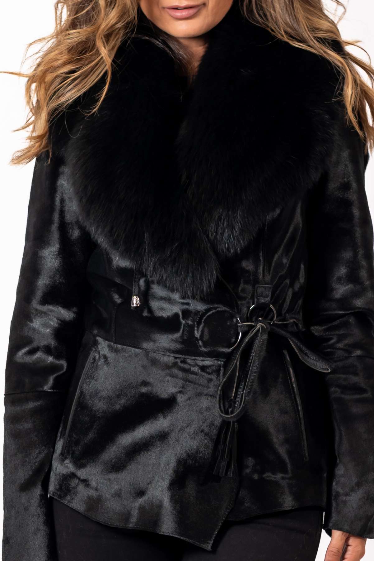 Women's exclusive coat Pony Black Short