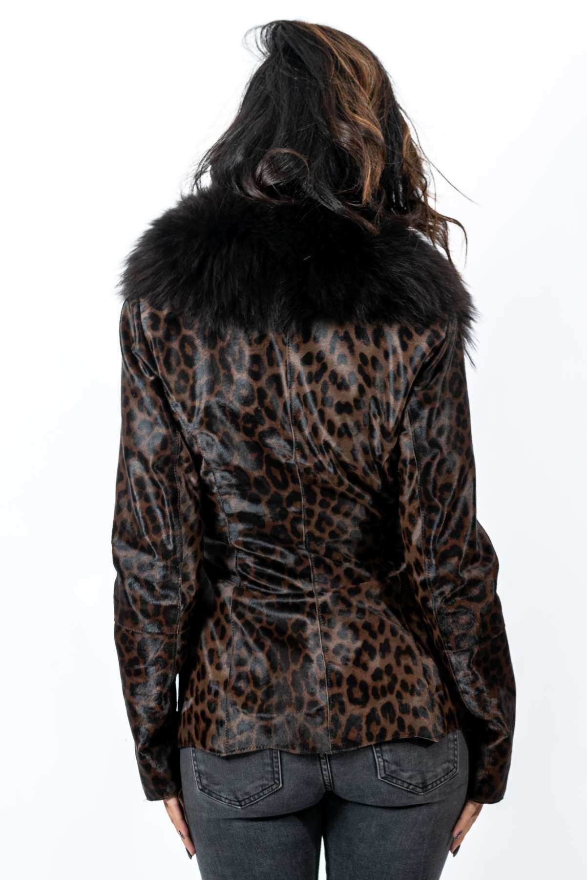 Women's exclusive coat Pony Leopard Short