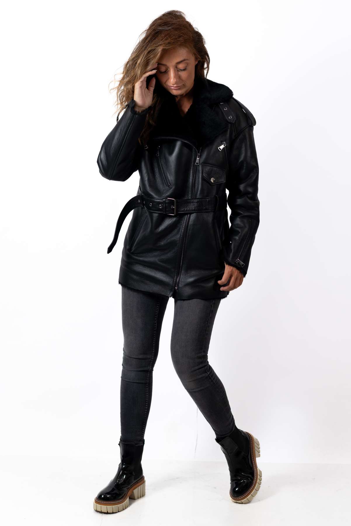 Women's exclusive lambskin coat Dana pilot type
