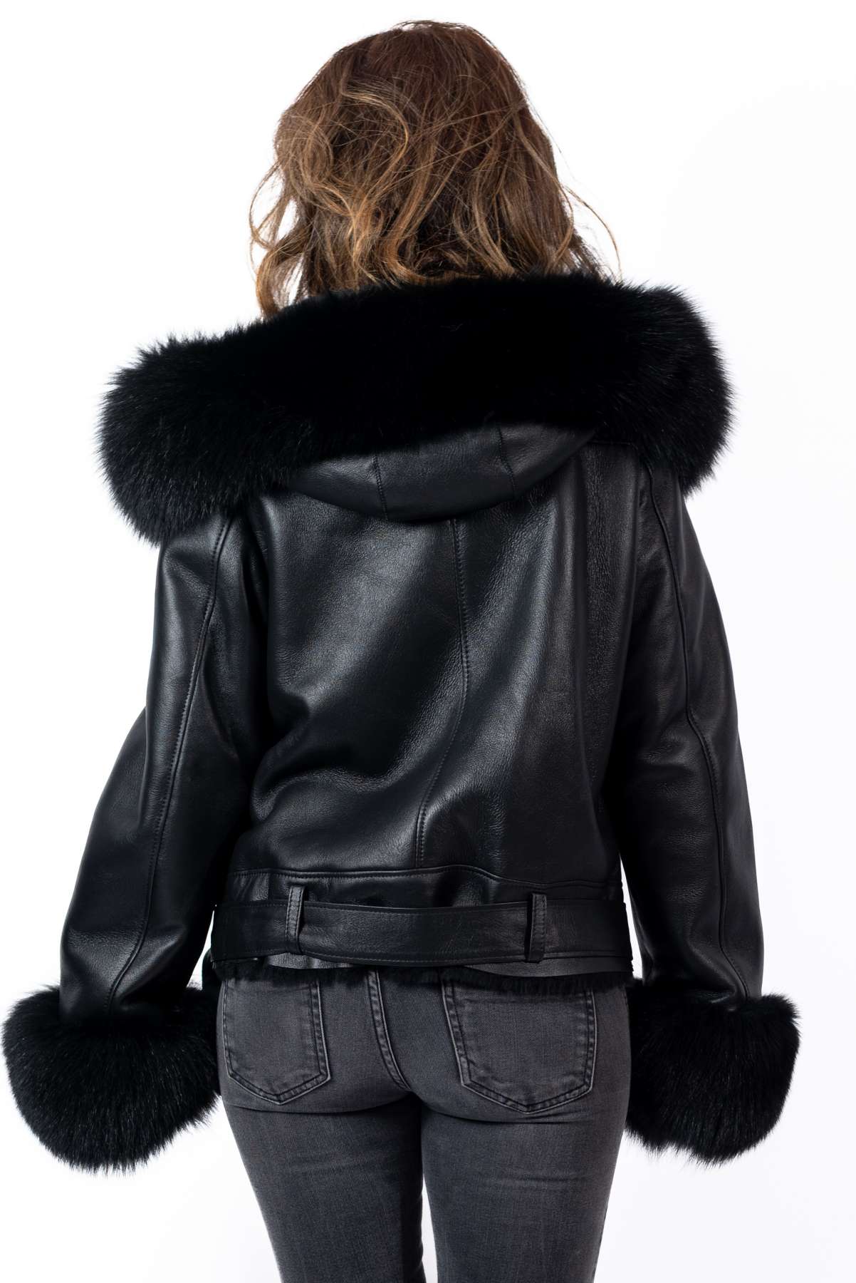 Women's exclusive lambskin coat Alexa with hood