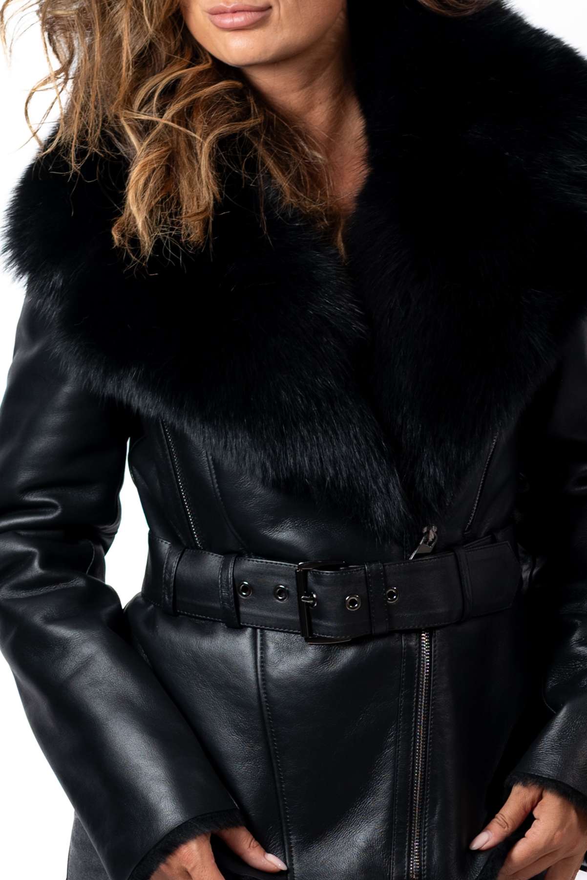Women's exclusive lambskin coat Alexiana Black