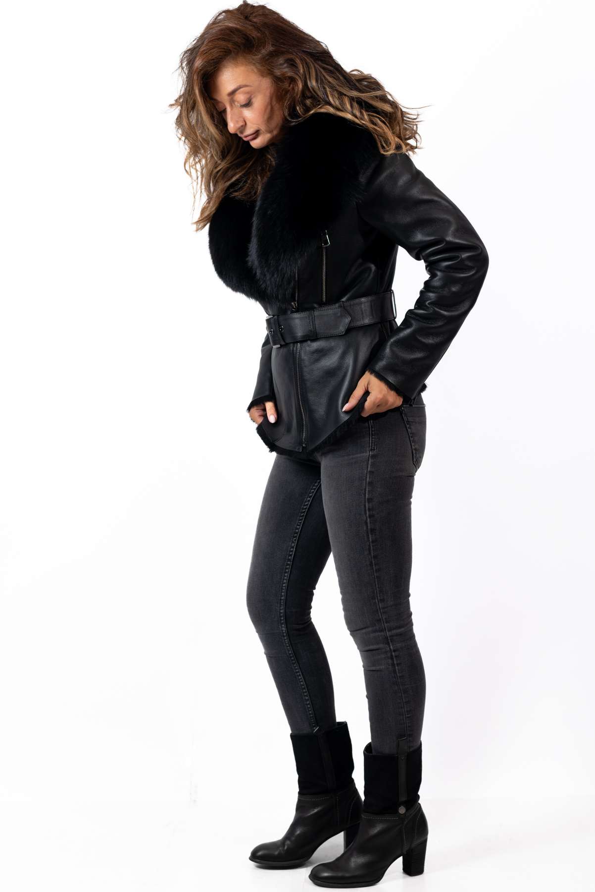 Women's exclusive lambskin coat Alexiana Black