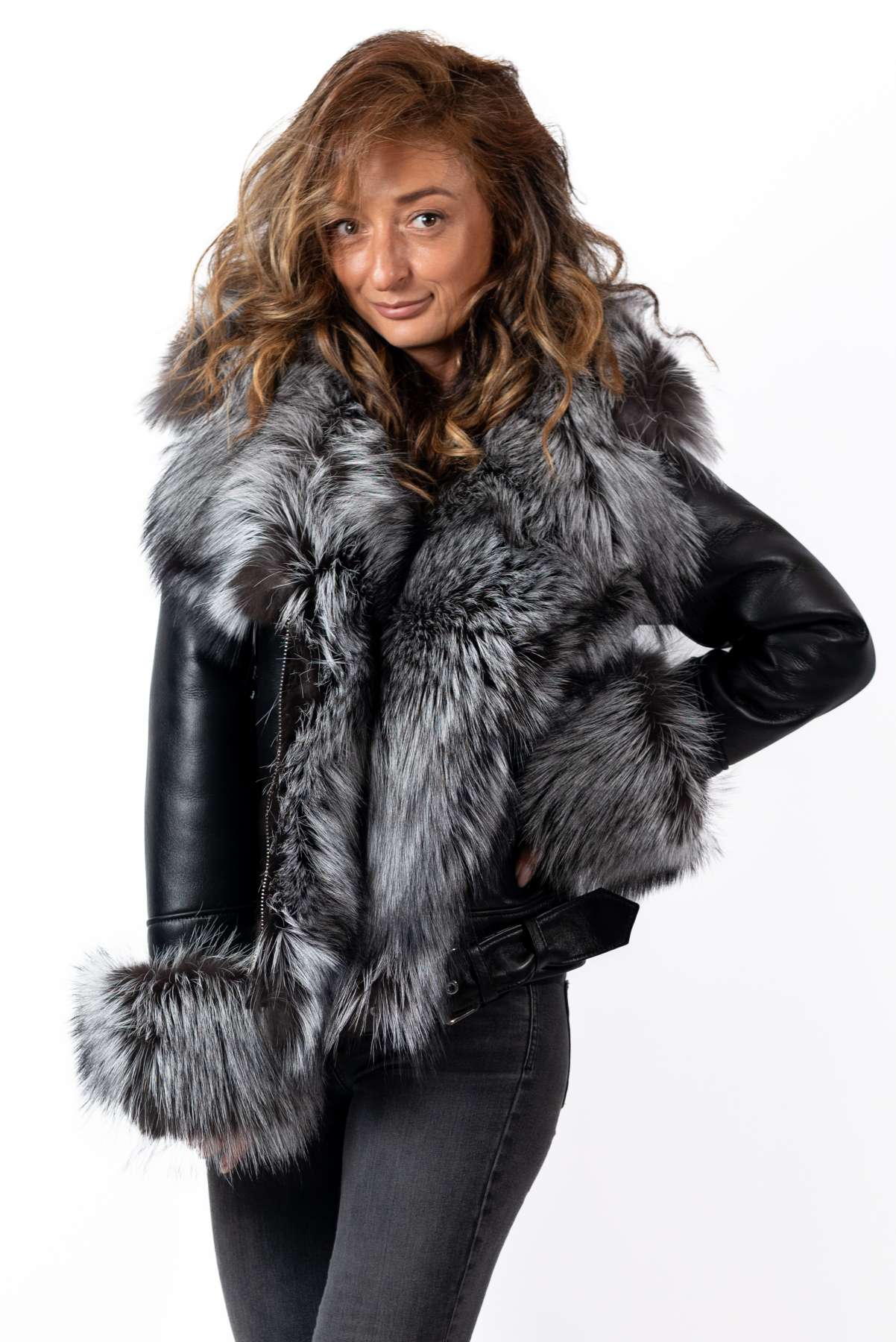 Women's exclusive lambskin coat Alexa Silver