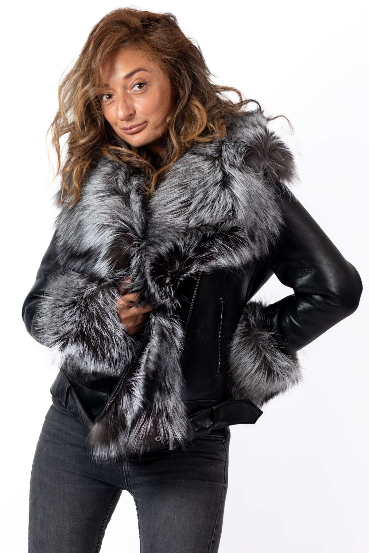 Women's exclusive lambskin coat Alexa Silver