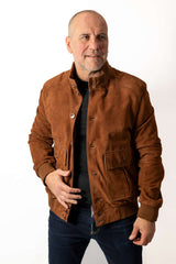 Men's Leather Bomber Jacket Bayan Camel Suede