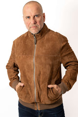 Men's Leather Bomber Jacket Daniel Camel Suede