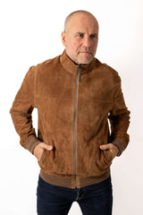 Men's Leather Bomber Jacket Daniel Camel Suede