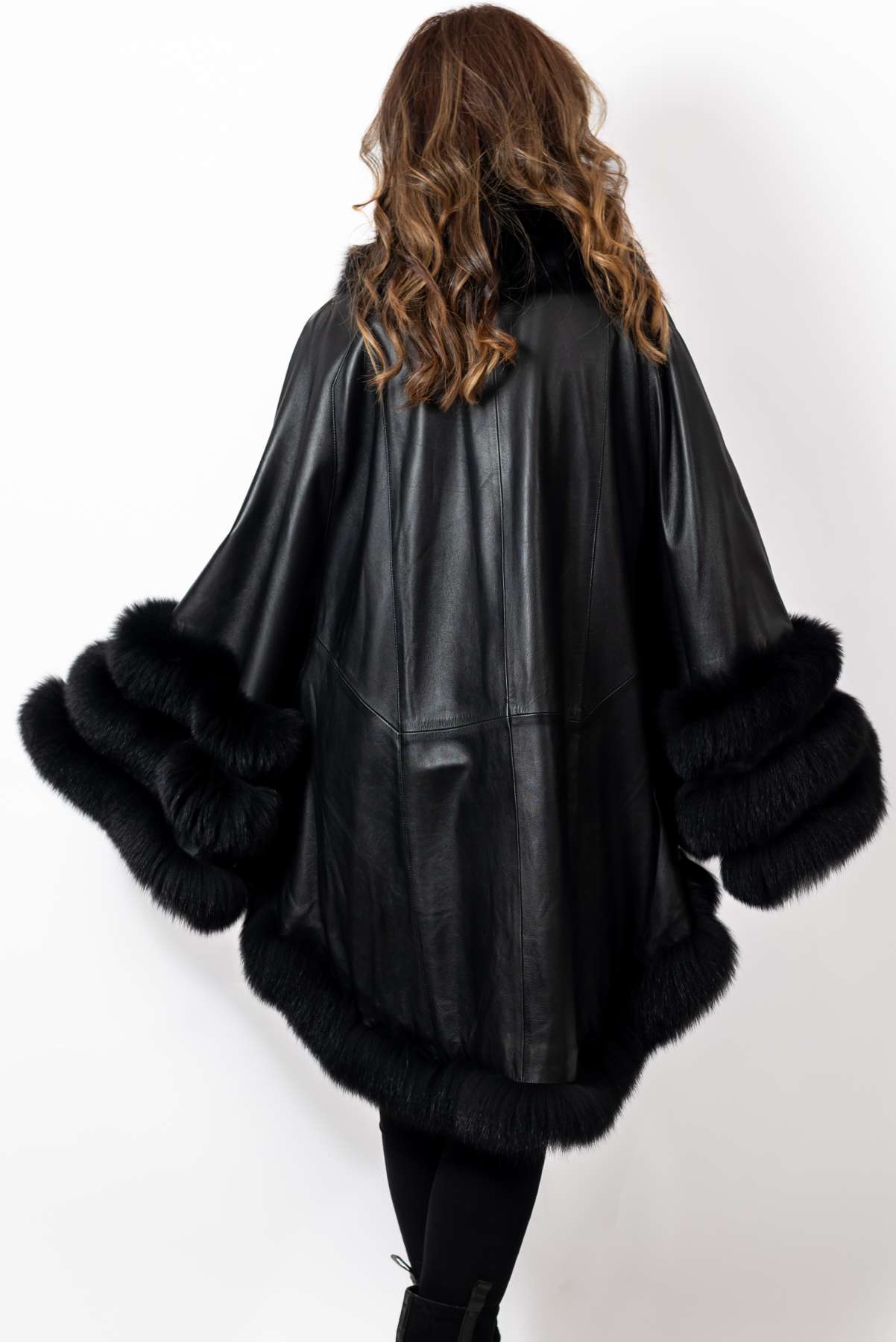 Women's leather cape Black