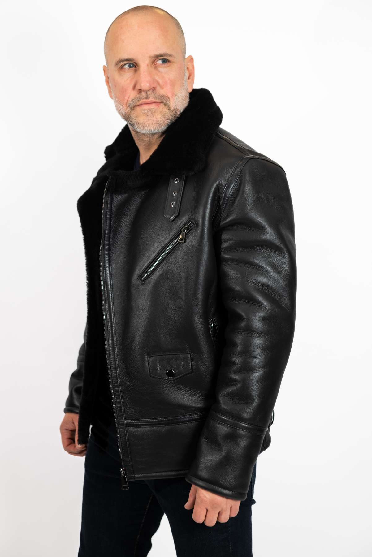 MENS LEATHER COAT ANDRE IN BLACK