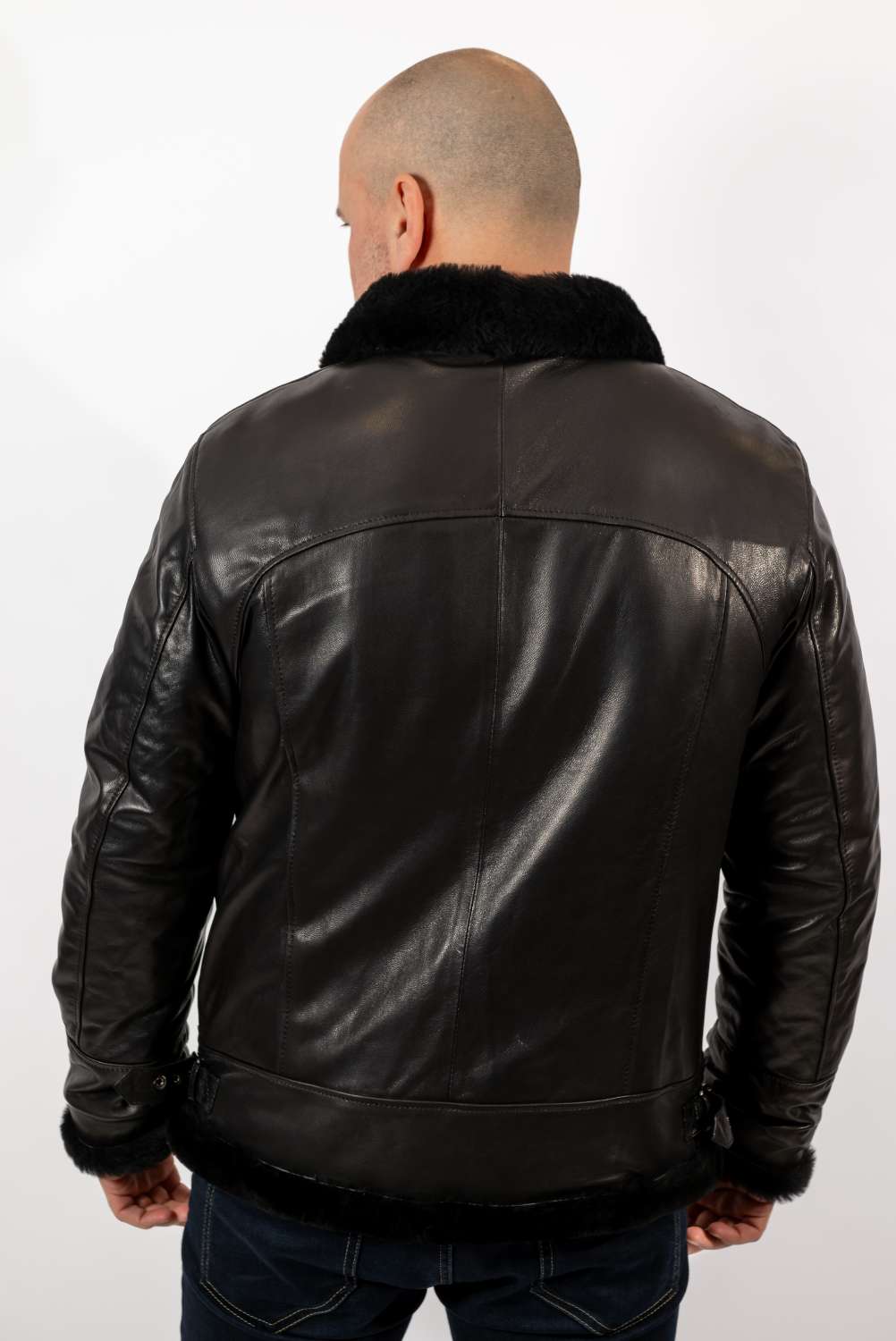 Men's leather coat Biser Black