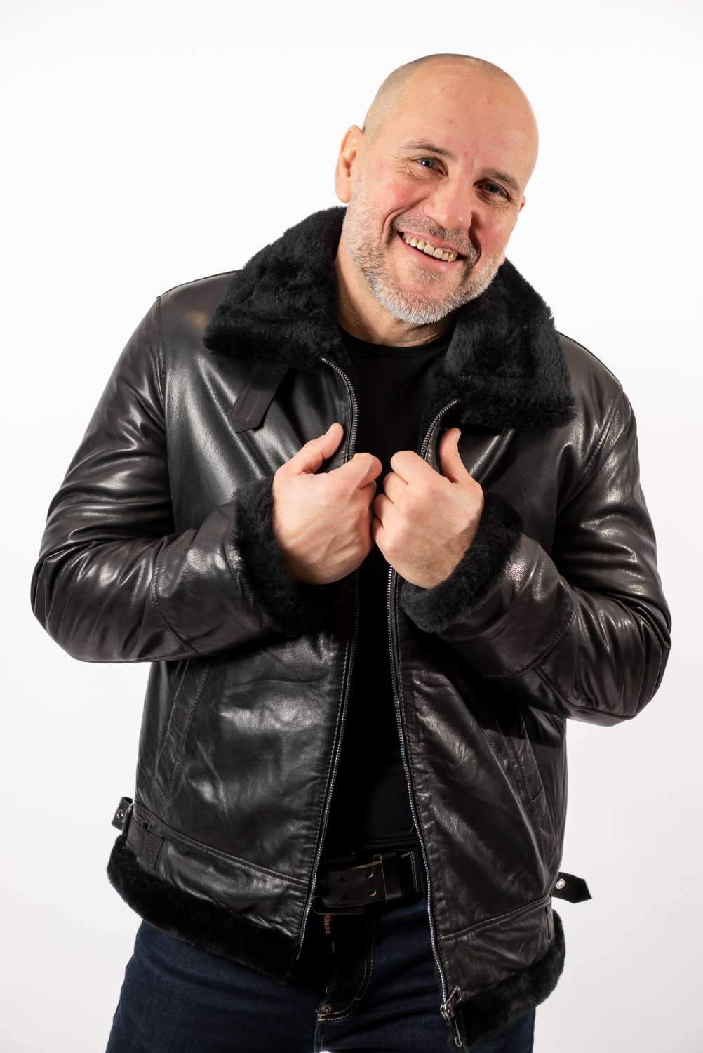 Men's leather coat Biser Black