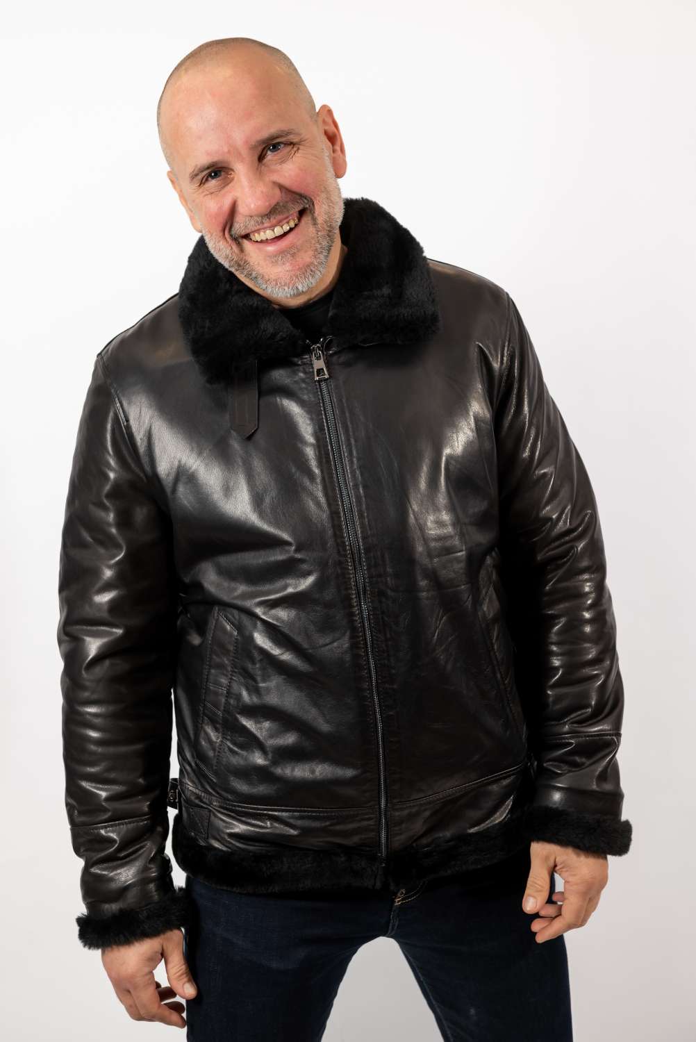 Men's leather coat Biser Black
