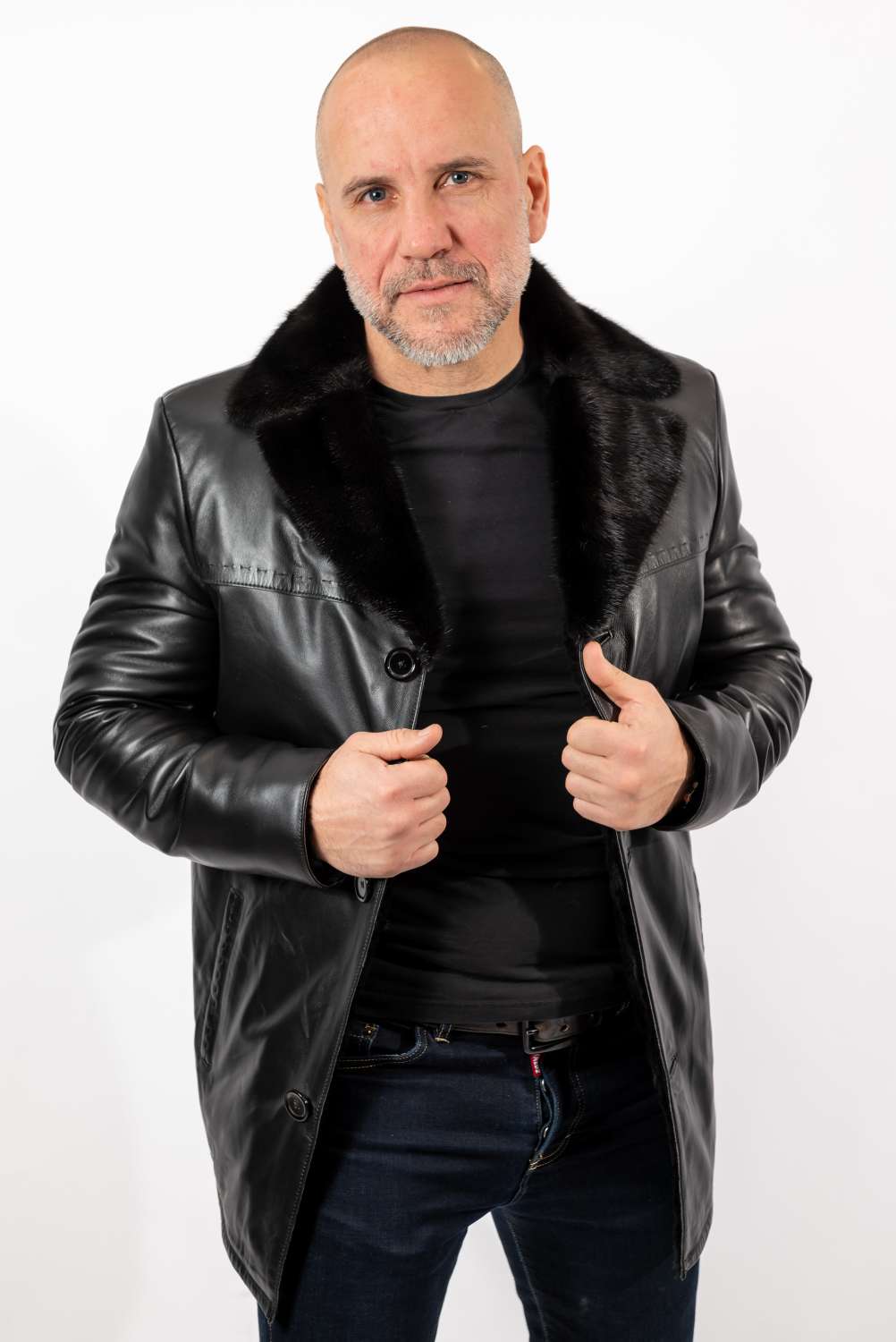 Men's coat Dino with mink collar