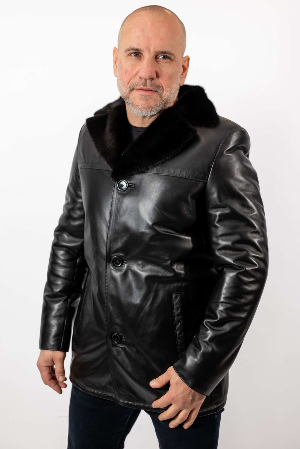 Men's coat Dino with mink collar