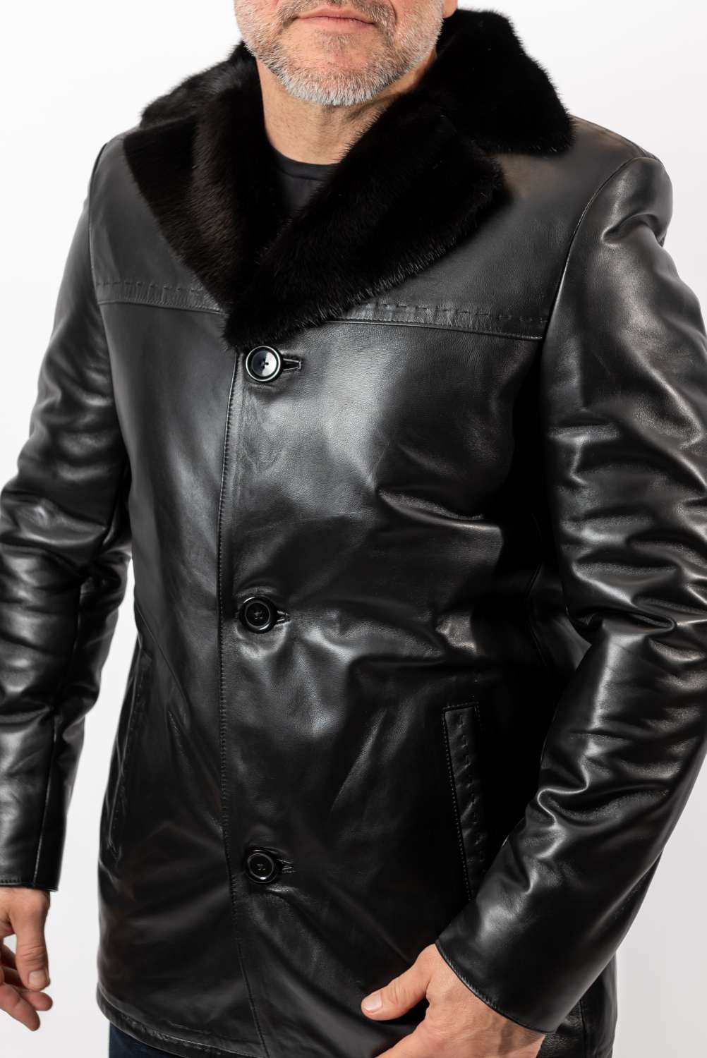 Men's coat Dino with mink collar