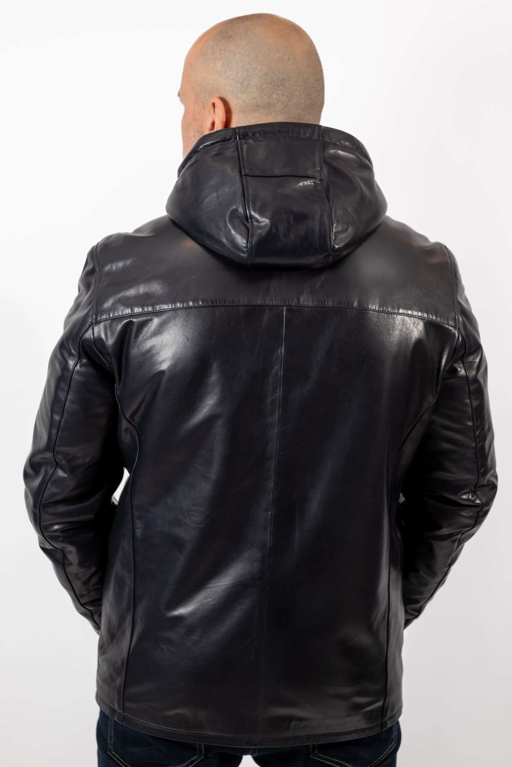 Men's leather coat Bobby with hood