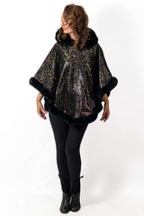 Women's leather coat Poncho Double-Faced